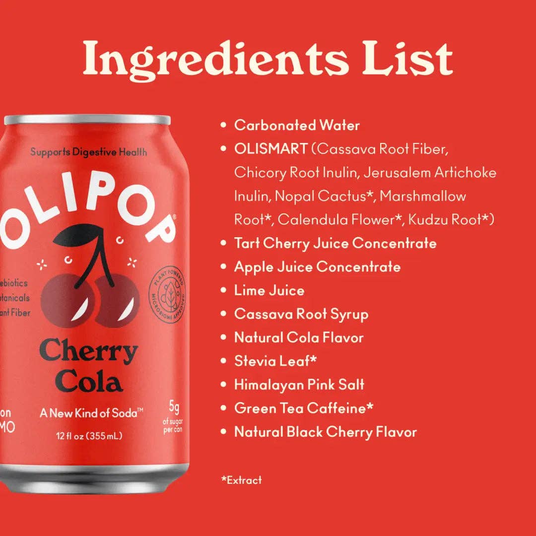 OLIPOP Prebiotic Soda, Cherry Cola