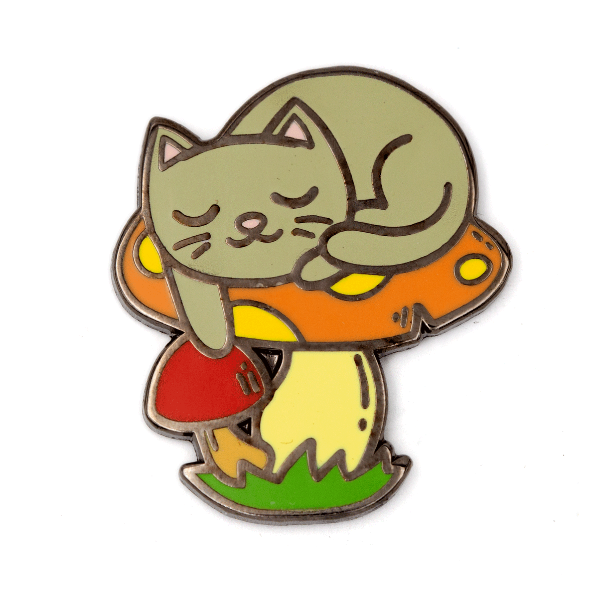 Sleeping Cat Mushroom Enamel Pin