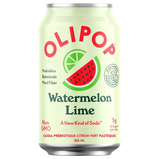 OLIPOP Prebiotic Soda, Watermelon Lime