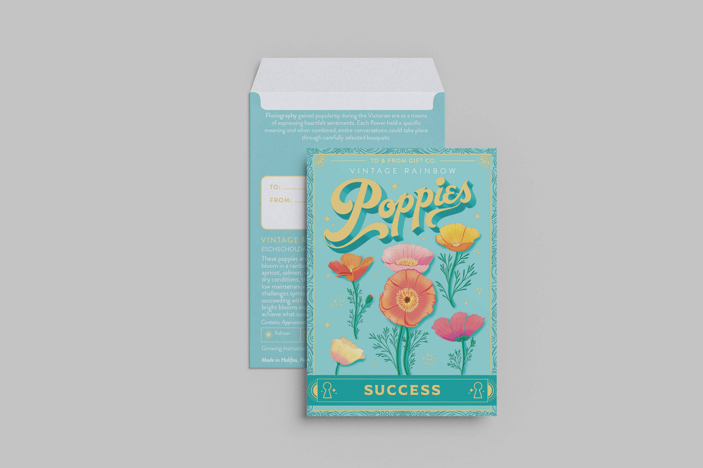 Floriography Seed Packet - Vintage Rainbow Poppies (Success)