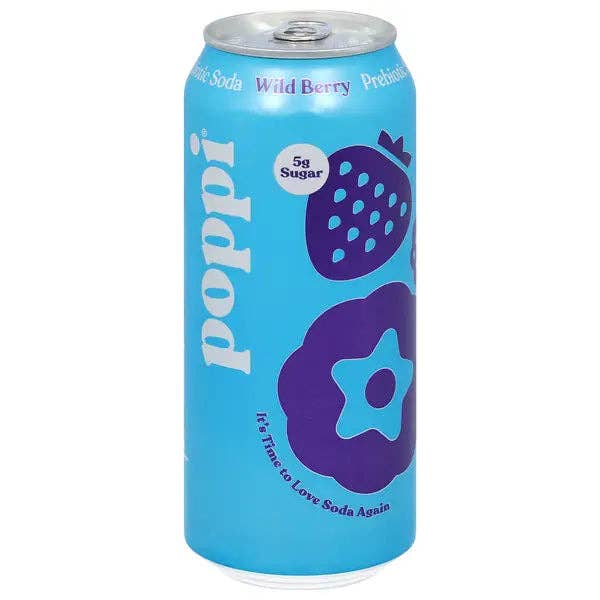 Poppi Sparkling Prebiotic Soda, Wild Berry (tall can)