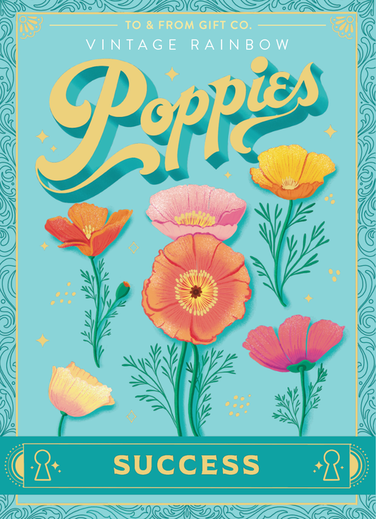 Floriography Seed Packet - Vintage Rainbow Poppies (Success)
