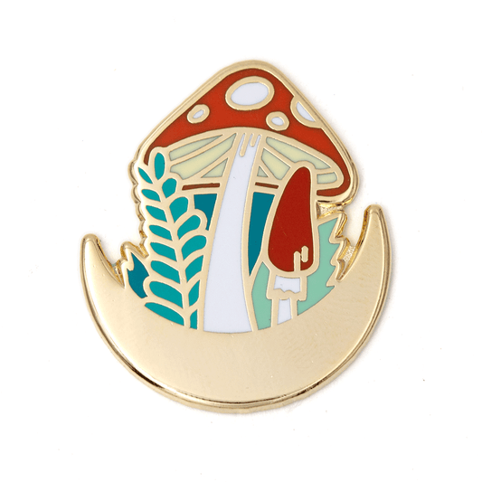 Mushroom Forest Moon Enamel Pin