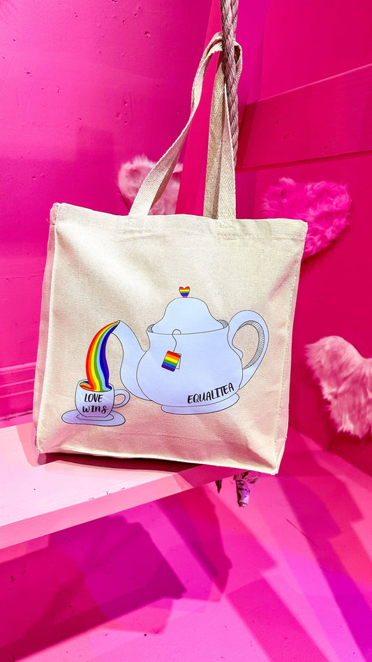 Equali-TEA LGBTQ+ Canvas Tote Bag